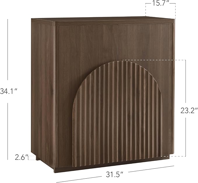 CHITA Sideboard Buffet Cabinet with Storage, Small Storage Cabinet with Doors and Shelves for Living Room Accent, Bar, Kitchen, Walnut