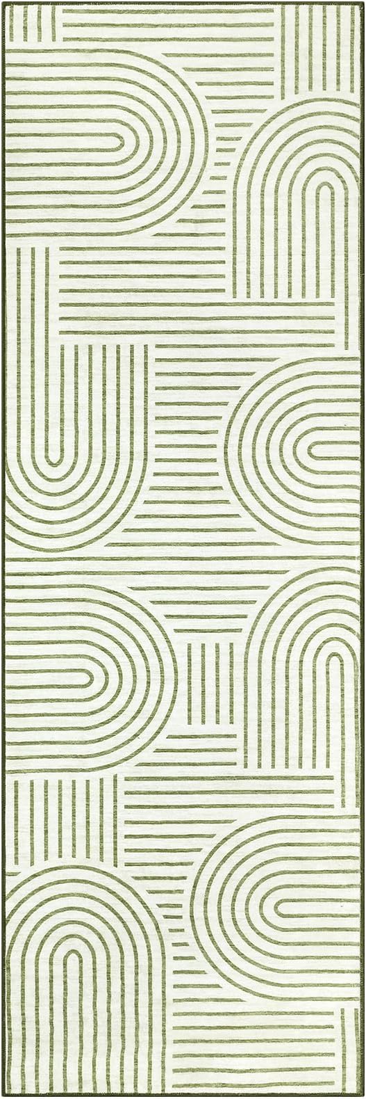 Modern Rug 2x6 Runners for Hallways, Abstract Kitchen Runner Rugs Non Slip Bath Runners, Rainbow Washable Runners Rug for Bedroom, Soft Long Rugs for Entryway Bathroom Laundry Dorm, Green