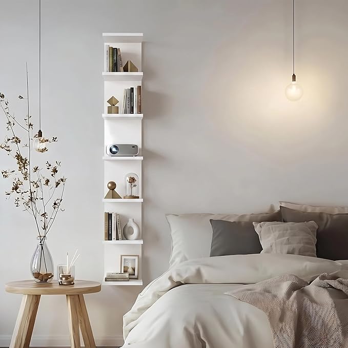 Homaterial 7 Tier Floating Shelf for Wall - Simple Display Shelf for Small Spaces, Decorative Hanging Shelf for Room Decor, Entryway, Dressing Room, Bedroom and Bathroom，White