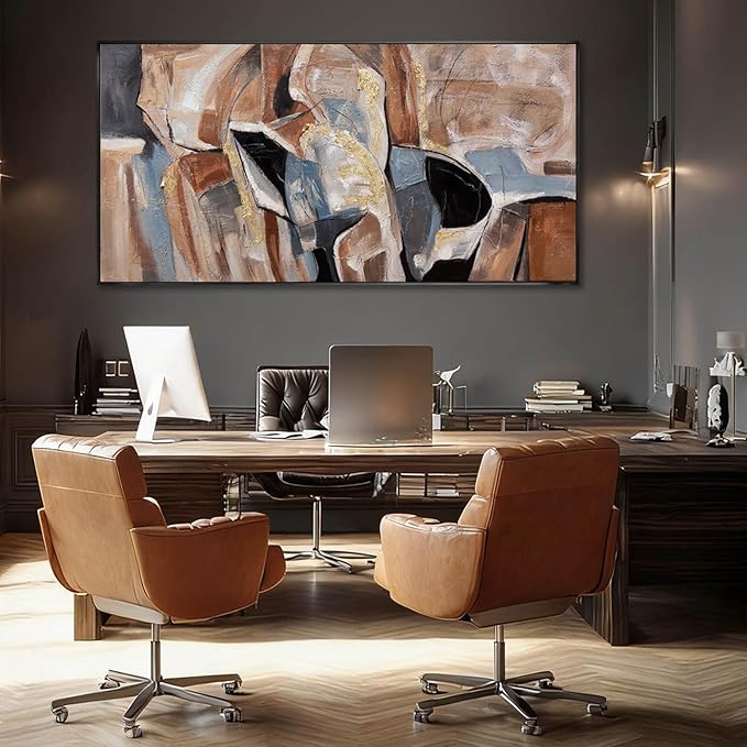 Abstract Framed Wall Art Line Canvas Painting Modern Wall Decor 29"x58" Home Decorations for Living Room Pictures for Office