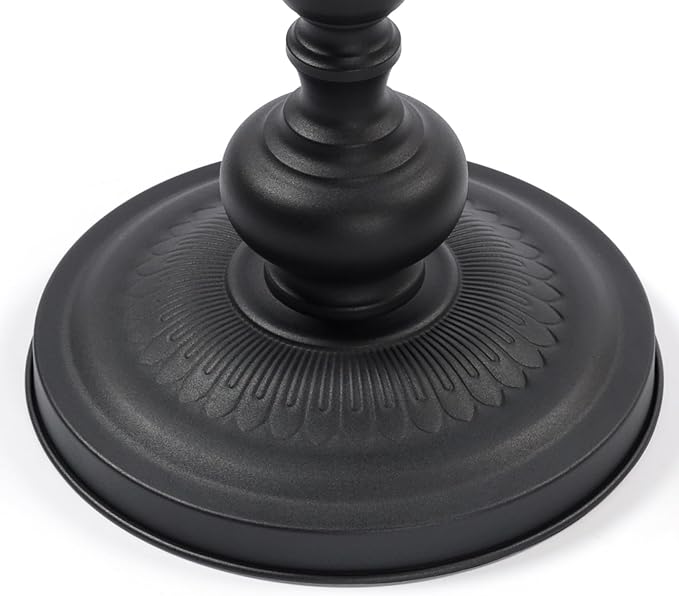 Round Drink Tables Set of 2, Vintage Black Metal Pedestal Side Tables for Living Room, Small Martini Accent Tables for Sofa Bedside Nightstand Small Spaces