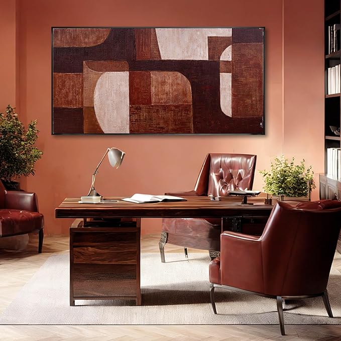 SOUGUAN Abstract Wood Wall Decor Modern Photo Prints Geometric Canvas Art 24"x48" Dining Room Pictures Wall Artwork for Bedroom Office