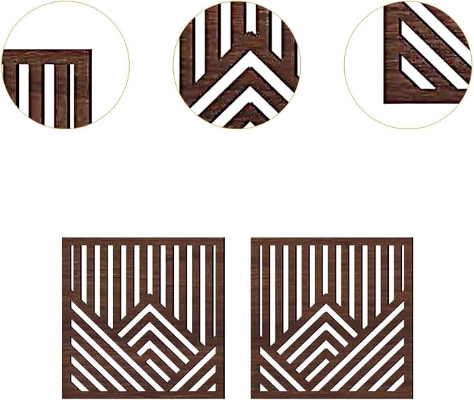 2Pcs Geometric Wood Wall Art Boho Abstract Wall Decor Wood Abstract Wall Panels for Bedroom Home Office Decoration, Walnut Color