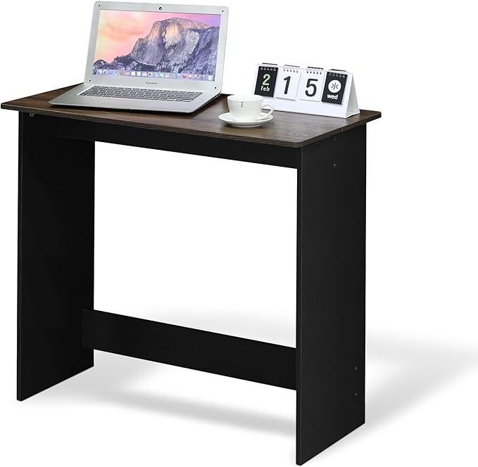 Furinno Simplistic 31-Inch Rustic Brown Computer Desk, Small Office Desk, Rectangular Home Office Desk with Drawers, Gaming Desk for Home Office, Bedroom, Study Room, Brown Walnut