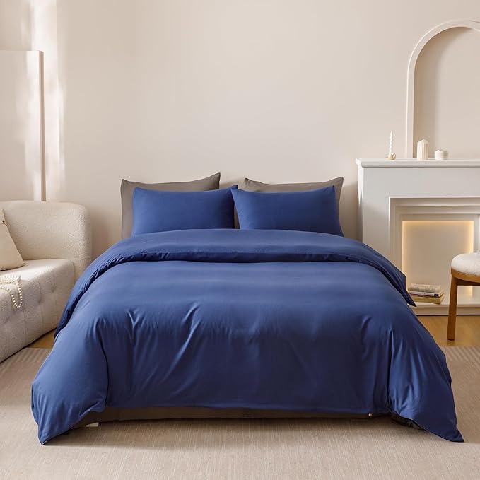 Pureant Royal Blue Comforter Sets California King Bright Blue Bedding Comforters Cal King Women Men Solid Color Quilts Soft Moden Dark Color Blankets Adults Teens Elegant Luxurious Bedding Breathable