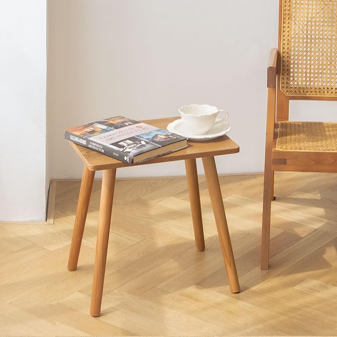 AWASEN Mid Century Modern Side Table, Small End Table for Living Room Bedroom Office Small Spaces, Modern Side Table Nightstand with Solid Wood, Easy Assembly, (Brown)