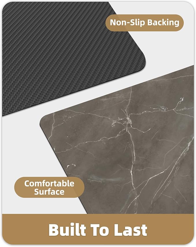Color&Geometry Ultra Thin Bath Mat, Non Slip Quick Dry Rugs, Absorbent Marble Bathmat, 16"x24",Washable Rubber Mats for Shower Floor, in Front of Bathtub, Bathroom Decor, Taupe Marble-Patterned