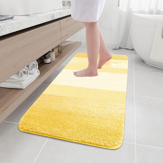 Arotive Microfiber Bathroom Rugs, Shaggy Soft and Absorbent Bath Rug, Non-Slip, Thick Plush Machine Washable Dry Bath Mats for Bathroom, Tub and Shower, 47x20, Yellow, Rectangular