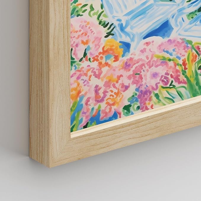 SIGNWIN Framed Tropical and Floral Bright Botanical Preppy Room Decor Pink Decor Digital Art Modern Art Decorative Multicolor Scenic for Bedroom - 11"x14"x4 Natural