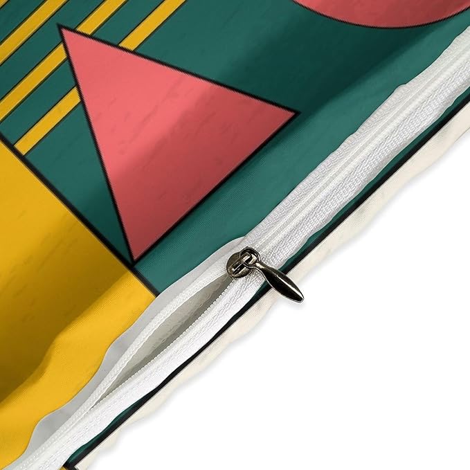 Colorful Aesthetic Comforter Cover Geometry Bed Set, Retro Atomic Duvet Cover，Modern Mid Century Bedding Sets，Aesthetic Abstract Art Bedding 3 Piece (1 Duvet Cover 79"x90" + 2 Pillow Sham 20"x30")