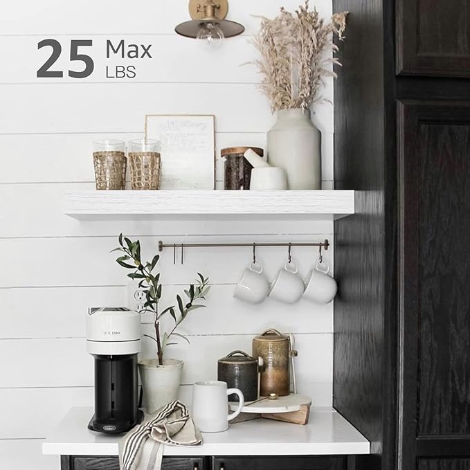 QEEIG Floating Shelves for Wall Bathroom Shelf Bedroom Kitchen Living Room Hanging Book Shelves Small Farmhouse Decor 16 inch Set of 3, White (015-W3)