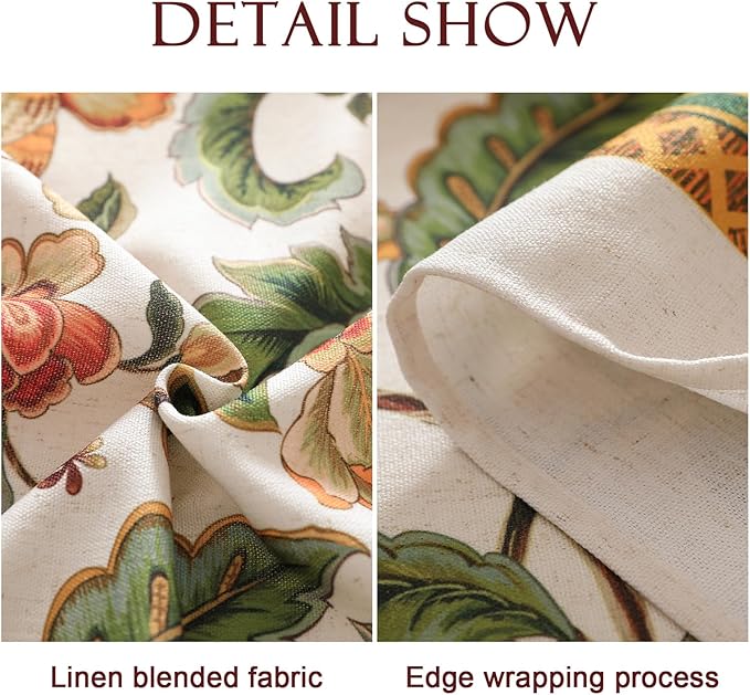 patdrea Designer Vintage Linen Rectangular Tablecloth,Provencal Rustic Floral Pattern Tablecloths,Decorative Table Cover Cloth for Kitchen,Dining,Tea Party,Home,Christmas,55"*79"