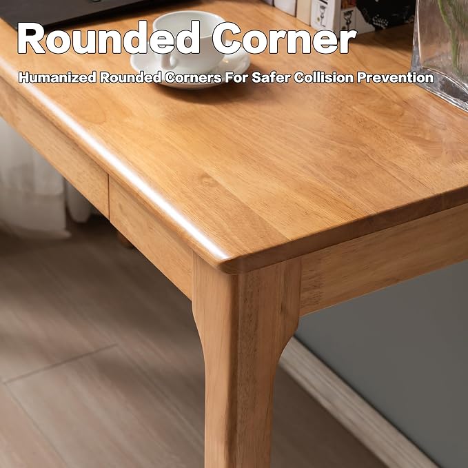 Solid Wood Desk, Gaming Study Home Office Desks for Work, Student PC Desk for Bedroom, Small Computer Desk for Small Spaces, Easy to Assemble (Wood Color, 39inch)