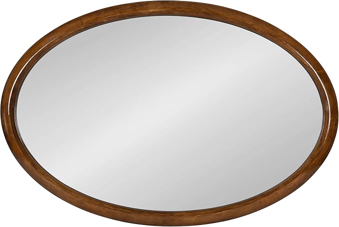 Kate and Laurel Pao Traditional Oval Wood Framed Wall Mirror, 24 x 36, Walnut Brown, Decorative Mirror for Wall