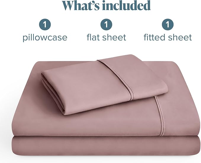Bare Home Twin Sheet Set - 1800 Ultra-Soft Microfiber Twin Bed Sheets - Double Brushed - Deep Pockets - Easy Fit - 3 Piece Set - Bedding Sheets & Pillowcases (Twin, Mauve)