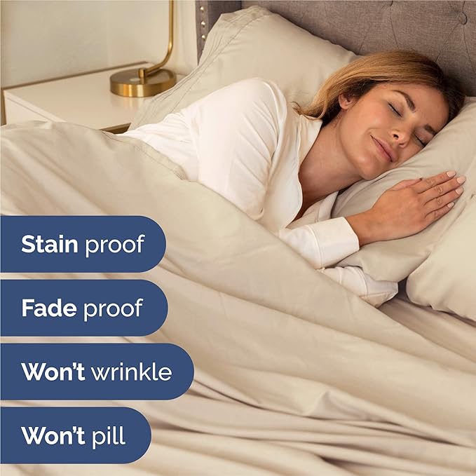 Split King Size 5 Piece Sheet Set - Comfy Breathable & Cooling Sheets - Hotel Luxury Bed Sheets for Women & Men - Deep Pockets, Easy-Fit, Soft and Wrinkle Free Sheets - Wheat Oeko-Tex Bed Sheet Set