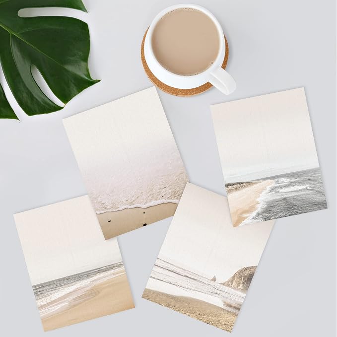 SIGNWIN Poster Bathroom Decor 11"x14"x 4, Wall Art Room Decor Multicolor for Living Room, Bedroom, Office White Minimalist Ocean Beach Seashore Landscape Nature Wilderness Realism Landscape