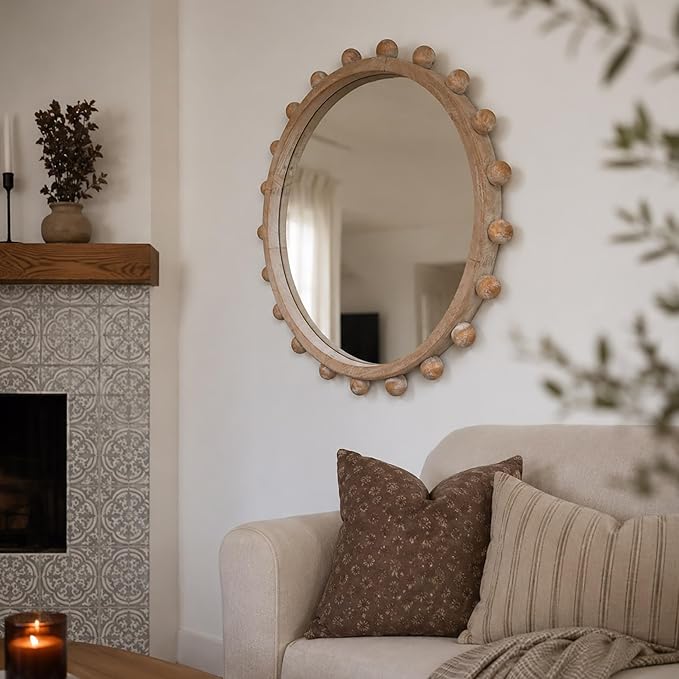 Rutledge & King Wall Mirror - Rustic Round Mirror - Decorative Circle Mirrors for Bathrooms, Living Rooms, and Bedrooms (2 Pack, Drayton - Extra Large)