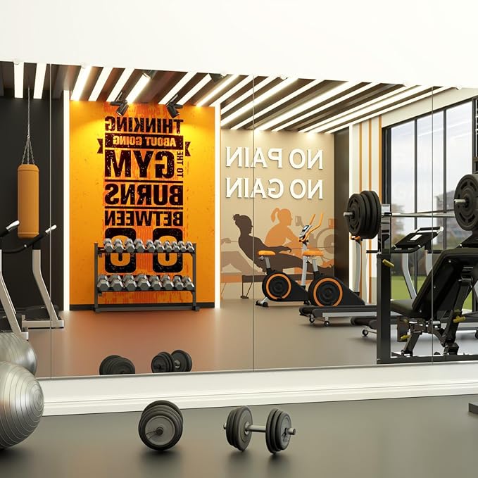 Tempered Home Gym Mirror 48"x72" - 1/4" Thick Wall Mirror Full Length - HD Ultra Clear Large Mirror - Mirrors for Wall, Garage, Bathroom - Body Mirrors for Bedroom - Frameless Full Mirror 48"x72"