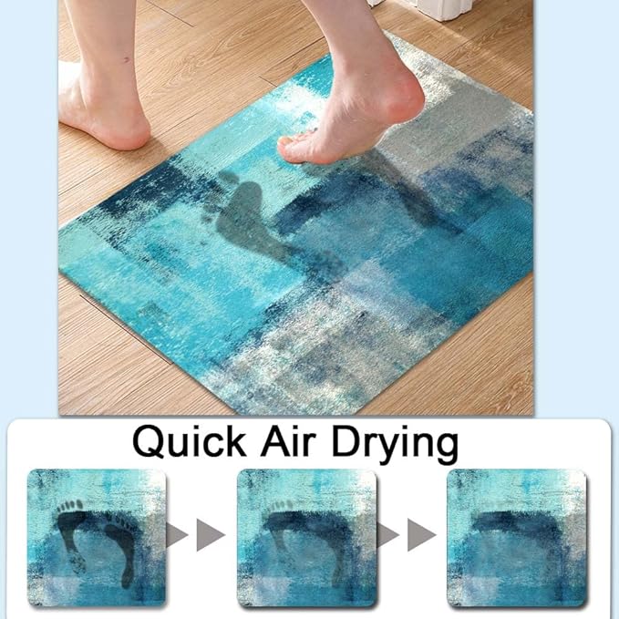 Bath Mat Rug,Blue Ocean Non Slip Quick Dry Super Absorbent Thin Bathroom Rugs Fit Under Door-Easy to Clean Bathroom Floor Mats-Shower Rug for Shower Sink Bathtub(20" x 31"in)