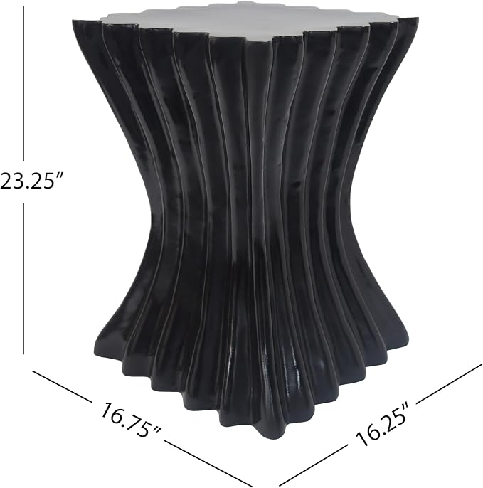 Square Side Table End Table for Living Room, Modern Retro Farmhouse Countryside Style, Magnesium Oxide Material for Indoor & Outdoor, No Assembly, Black