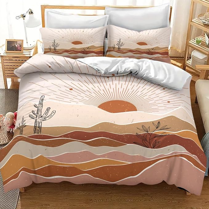 Mid Century Leaves Comforter Set,Modern Abstract Tropical Monstera Palm Leaf Plant Minimalist Spring Summer Bohemian Geometric Bedding Set with Pillowcase for Bedroom Bed Decor,King 102"x90"