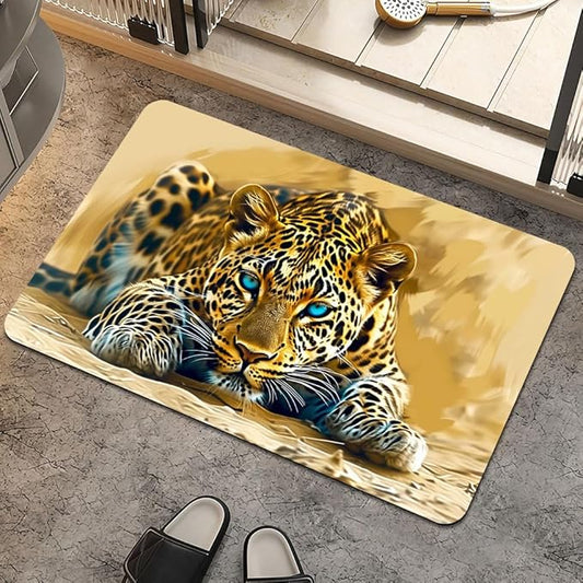 Bath Mat Rug,Beautiful Leopard Non Slip Quick Dry Super Absorbent Thin Bathroom Rugs Fit Under Door-Easy to Clean Bathroom Floor Mats-Shower Rug for Shower Sink Bathtub(20" x 31"in)