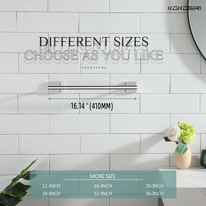 KOKOSIRI Hand Towel Bar 16 Inch Bathroom Towel Holder for Bath Kitchen Toilet Wall Mounted Chrome Stainless Steel B4005CH-L16