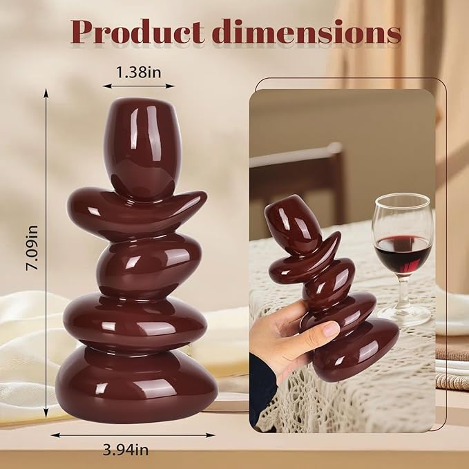 Faux Pebble Candlestick Holders, Set of 2 Taper Candle Holders Modern Farmhouse Candle Stick Holders for Home Decor Table Centerpieces,Fits 0.87'' Thick Candles (Coffee Brown)