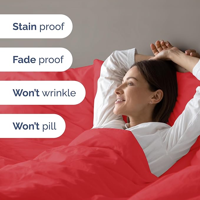 Duvet Cover Twin/Twin XL Size - Extra Soft Twin/Twin XL Size Duvet Cover - Lightweight, Breathable & Cozy - Easy Care with Zipper Closures & Ties - 68" x 90" Inches - (Red) Comforter Not Included