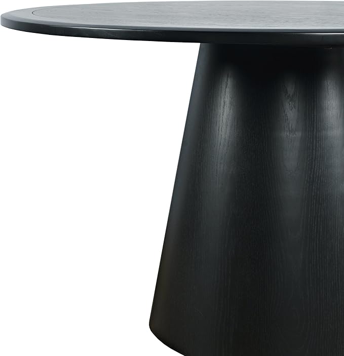 Jofran Nash Mid-Century Modern Round Pedestal Dining Table for Kitchen or Dining Room, Black, 30" Dining Height