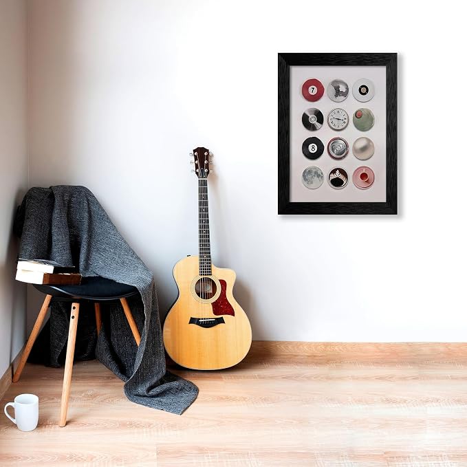 Disco Lucky 8 Ball Poster Trendy Music Record Aesthetic Wall Art Modern Preppy Cool 7 Ball Prints Bar Cart Wall Decor for Living Room 016X20 inch Black Framed