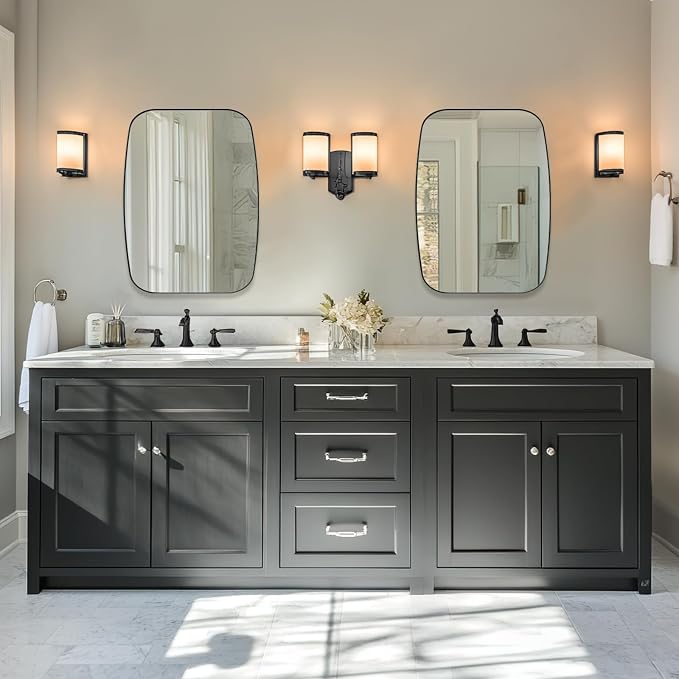 ANDY STAR 20x28 Black Bathroom Mirror, Oblong Vanity Mirror with Stainless Steel Metal Frame, Matte Black Mirror for Over Sink, Modern Anti Rust Wall Mounted