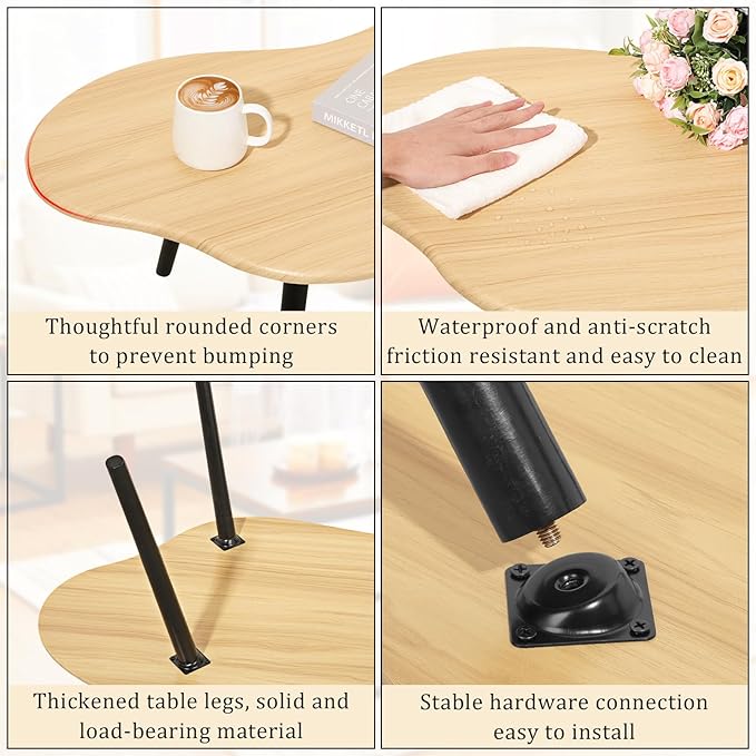 Small Coffee Table Cloud Coffee Table Modern Center Table Floor Table Walnut Irregular Coffee Tables Suitable for Living Room Small Spaces