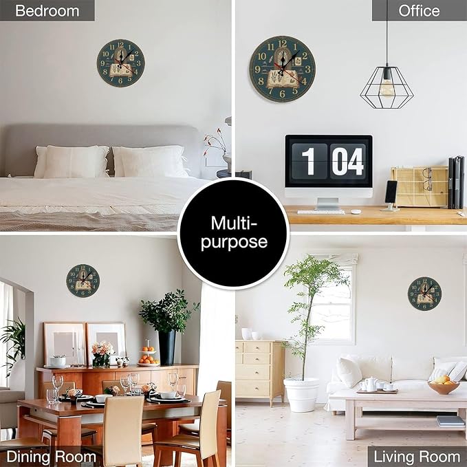 Witchy Herbal Wooden Wall Clock Silent Non-Ticking Quartz | Frameless Battery Powered Decor for Living Room Office Kitchen Gift 10 12 Inch