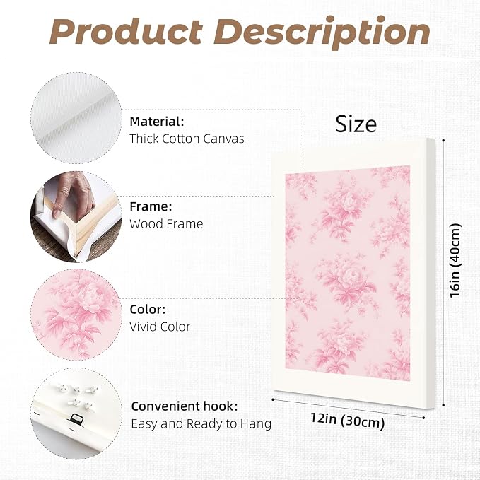 Pink Floral Wall Art Chinoiserie Flower Wall Decor Pictures Aesthetic Canvas Wall Art Love Shack Fancy Poster Vintage Floral Prints for Living Room Bedroom 12x16 Inch Framed Set of 3