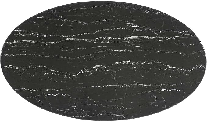 Modway Lippa Oval 54" Artificial Marble Mid-Century Modern Dining Table, Gold Black