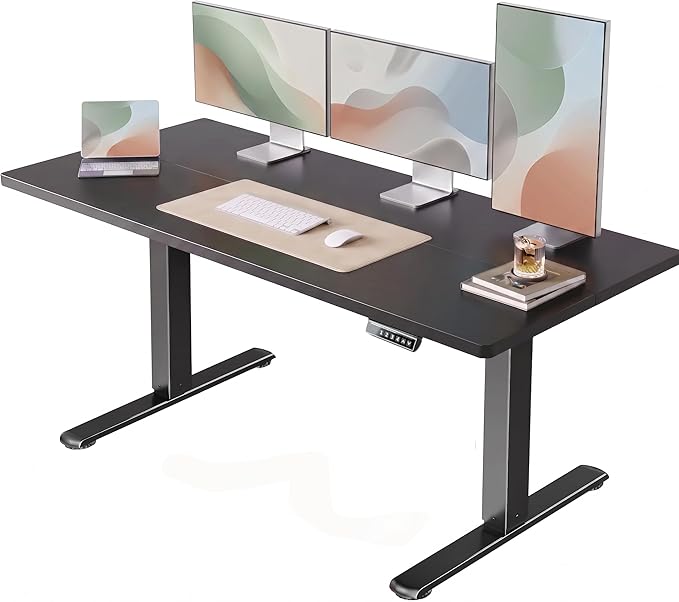 HUANUO 63 x 24 inch Electric Standing Desk Adjustable Height, 4 Memory Height Settings, Sit Stand Up Desk for Home Office & Computer Workstation, Black