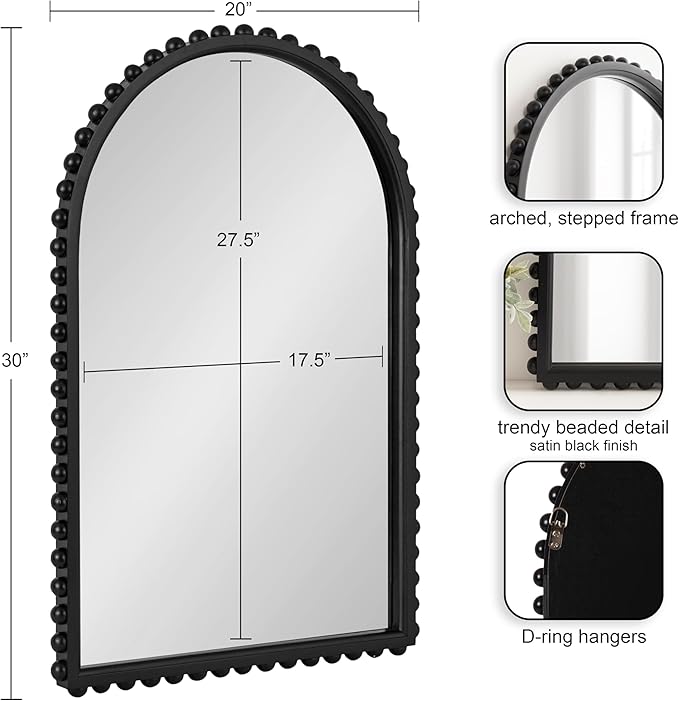 Kate and Laurel Beadbrook Modern Beaded Arched Mirror