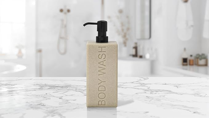 Rectangular Resin Dispenser Premium Bathroom Shampoo Conditioner Body Wash Bottle Modern Refillable Pump Design