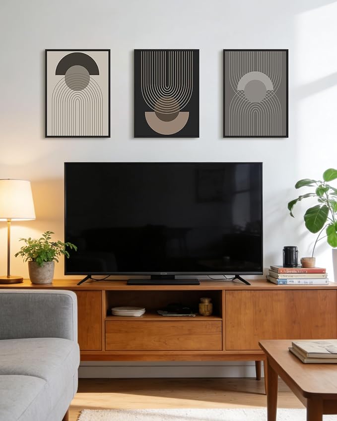 Boho Vintage Line Wall Art Framed Mid Century Bohemain Wall Decor Abstract Modern Artwork Home Office Living Room Prints Ready to Hang 11x14in Black Framed