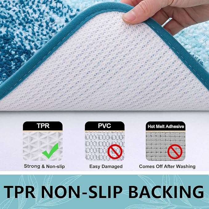 Arotive Microfiber Bathroom Rugs, Shaggy Soft and Absorbent Bath Rug, Non-Slip, Thick Plush Machine Washable Dry Bath Mats for Bathroom, Tub and Shower, 70x24, Peacock Blue, Rectangular