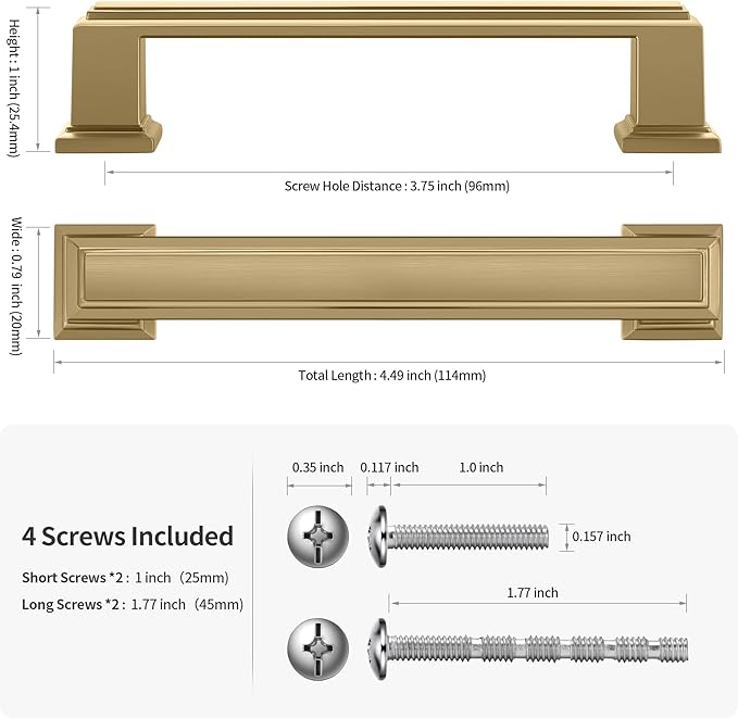 10 Pack 3.75 Inch(96mm) Hole Center Brushed Champagne Bronze Modern Cabinet Pulls Kitchen Cabinet Handles Kitchen Cabinet Hardware Timeless Drawer Pulls for Dresser Wardrobe, Champagne(3.75x10)