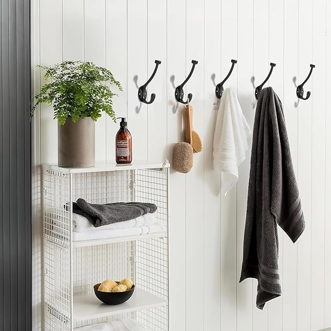 khtumeware The 10 Pack Heavy-Duty zinc Alloy Matte Black Coat Hook is Suitable for bathrooms, Behind Doors, bedrooms, corridors, and is a Towel Robe Hooks for Both Household and Commercial use
