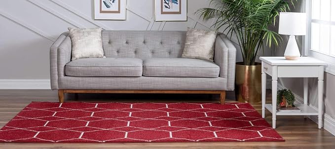 Unique Loom Trellis Frieze Collection Area Rug - Geometric (10' x 14' 1", Red/ Ivory)