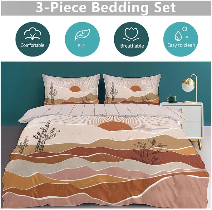 Mid Century Leaves Comforter Set,Modern Abstract Tropical Monstera Palm Leaf Plant Minimalist Spring Summer Bohemian Geometric Bedding Set with Pillowcase for Bedroom Bed Decor，Twin 86"x70"