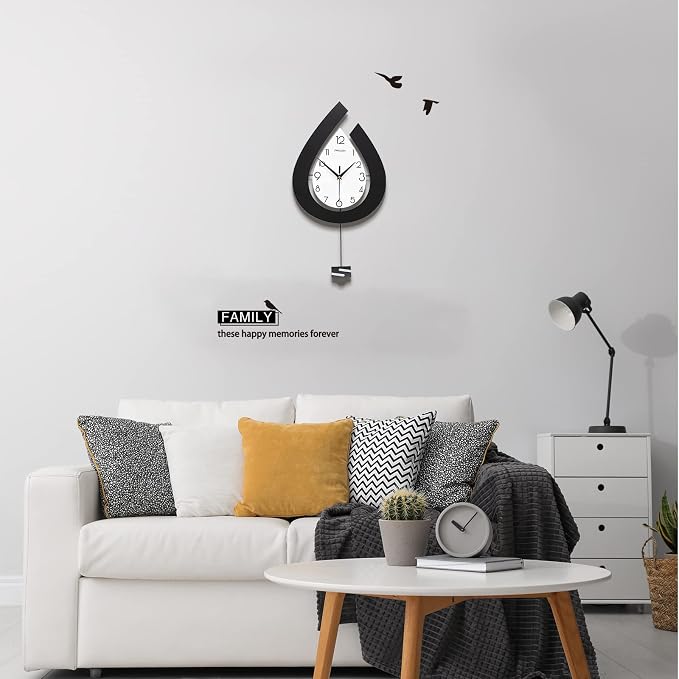 Large Wall Clock for Living Room Decor Big Pendulum Modern Wall Clock Silent Non Ticking Battery Operated 28.7 Inch Clock for Kitchen Bedroom Bathroom Office Indoor Home Decorative