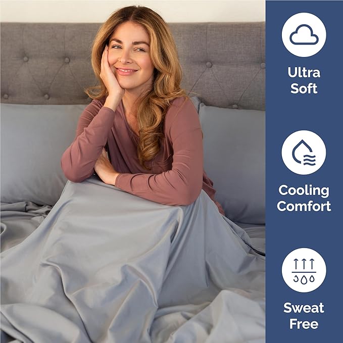 Full Size 4 Piece Sheet Set - Comfy Breathable & Cooling Sheets - Hotel Luxury Bed Sheets for Women and Men - Deep Pockets, Easy-Fit, Soft and Wrinkle Free Sheets - Steel Blue Oeko-Tex Bed Sheet Set