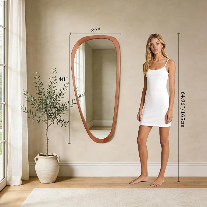 WallBeyond Asymmetrical Mirror, Irregular Mirror Full Length, Boho Wall Mirrors Decorative for Bedroom Living Room Entryway Hall, Mid Century Modern Decor 48" H x 22" W