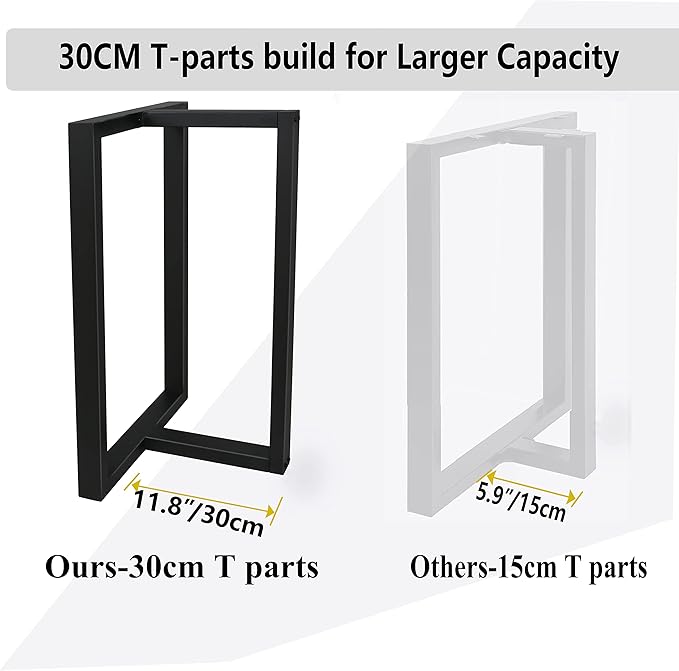 Metal Table Legs Bench Legs,Table Legs Replacement Heavy Duty Square Tube Desk Legs Furniture Legs for Coffee Table, Dining Table,Side Table (28"X 17.7", T-Shape)